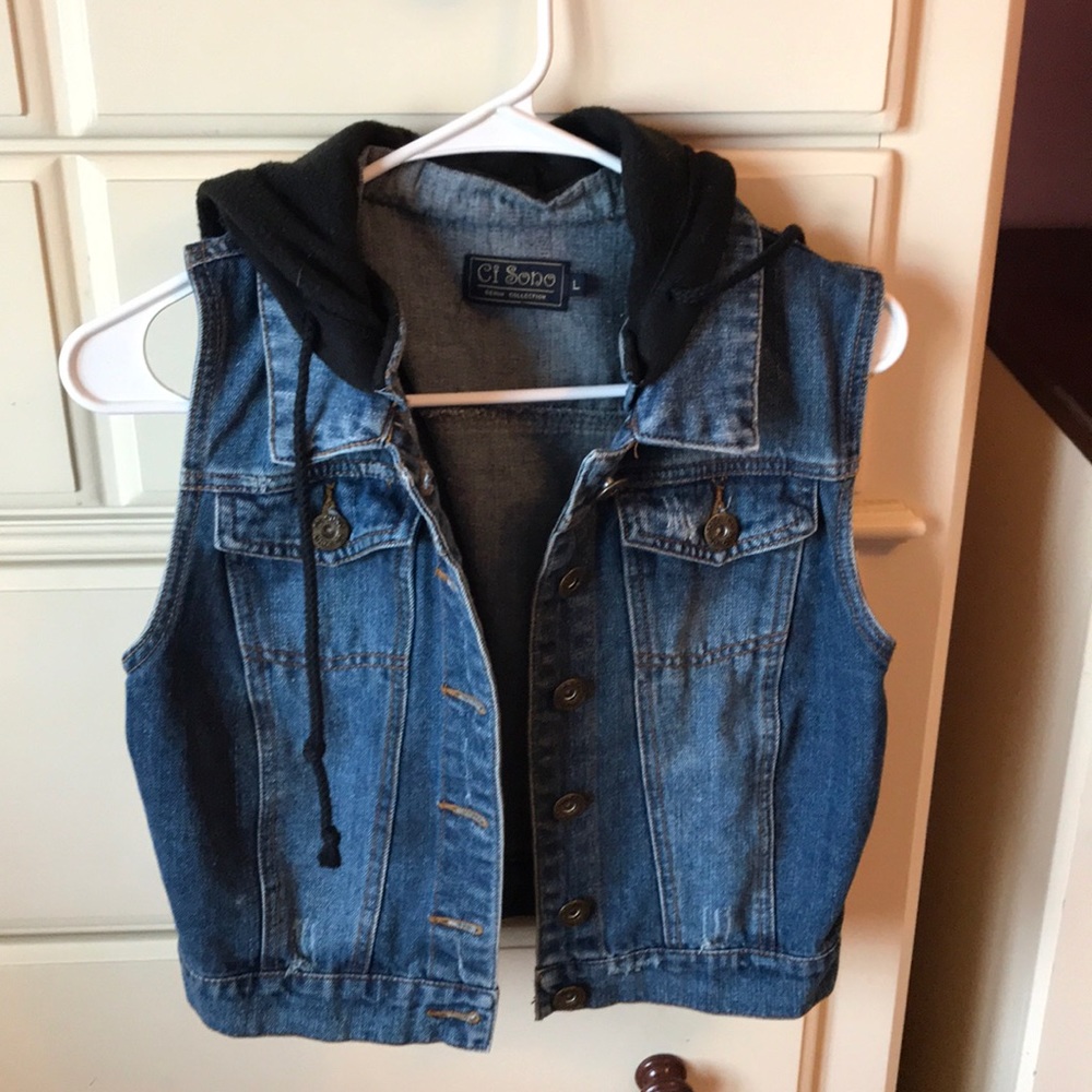 Hooded Jean vest